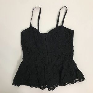 Aritzia Talula Black Lace Corset Peplum Top Small